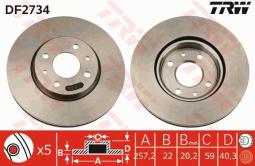 TARCZA HAM./PRZ/ FIAT IDEA 04- @257,5X22 TRW DF2734
