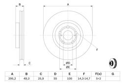 TARCZA HAM./PRZ/ TOYOTA AVENSIS 03- @295X26 /BOSCH/ @55 PG 1.2. 0 986 479 423