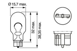 ŻARÓWKA 12V 16W W2,1X9,5D /BOSCH/ PURE LIGHT PG2.3. 1 987 302 205