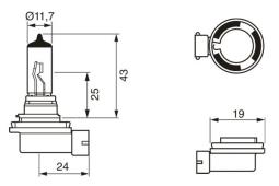 ŻARÓWKA H11 12V 55W /PGJ19-2/ /BOSCH/ PURE LIGHT PG2.3. 1 987 302 084