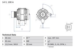 ALTERNATOR PG12.4. 0 986 046 120          BX