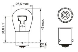 ŻARÓWKA 12V 21W KIER./BOSCH/ BAU15s PY21W /POMARAŃCZOWA/ /BOSCH/ PURE LIGHT /BLISTER/ 2SZT PG2.3. 1 987 301 018