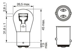 ŻARÓWKA 12V 21W/5W BAY15D /BOSCH/ PURE LIGHT /BLISTER/ 2SZT PG2.3. 1 987 301 016
