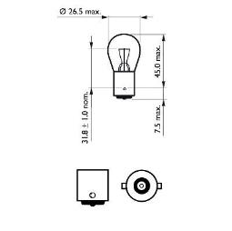 ŻARÓWKA 12V 21W KIER. BA15S P21W/LONGERLIFE ECOVISION/ PHILIPS PH 12498LLECOCP