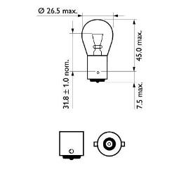 ŻARÓWKA 12V 21W KIER. BA15S P21W        /KPL-2SZT/ /VISON PLUS/ PHILIPS PH 12498VPB2  /KPL-2SZT/