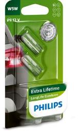 ŻARÓWKA 12V  5W W5W W2,1X9,5D T10       /LONGLIFE ECOVISION/ /KPL-2SZT/ PHILIPS PH 12961LLECOB2 /2-SZT/